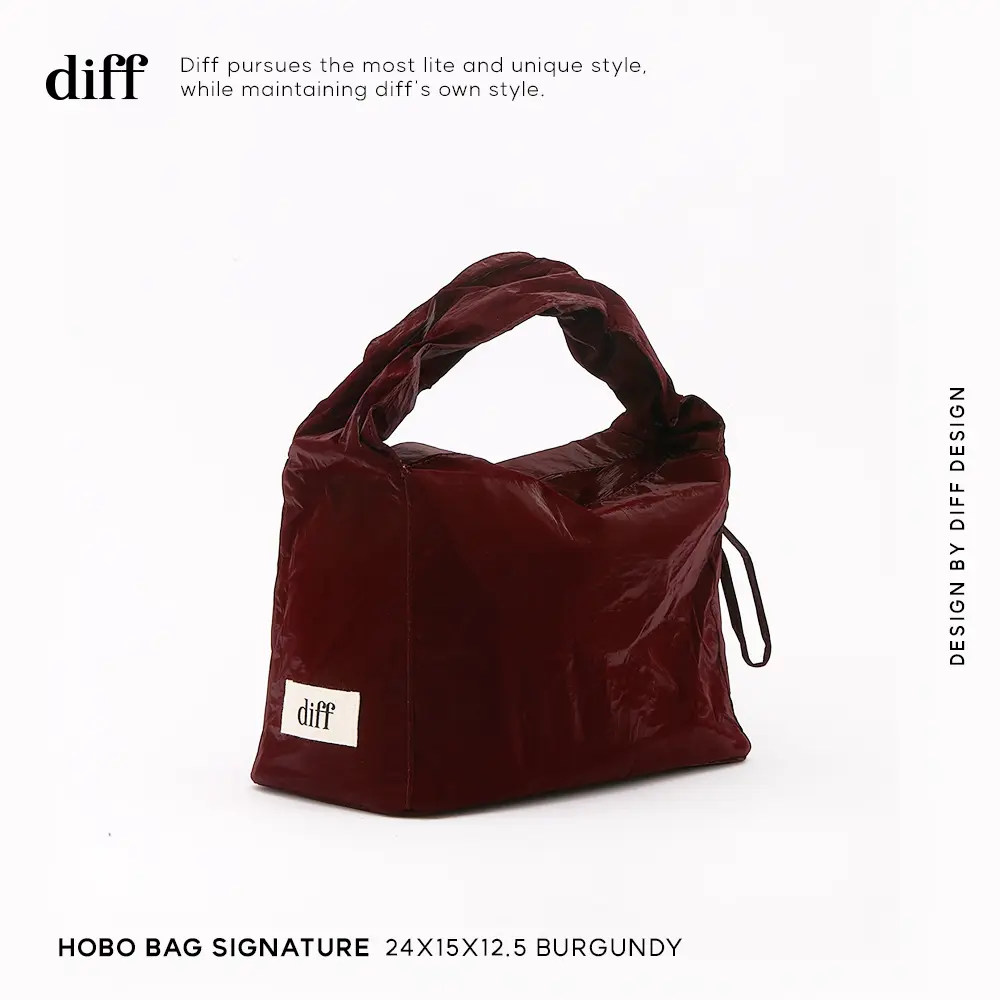 韓國Diff Hobo Signature Bag流浪包經典肩背包/ 托特包/ 11 Colors/ 酒紅