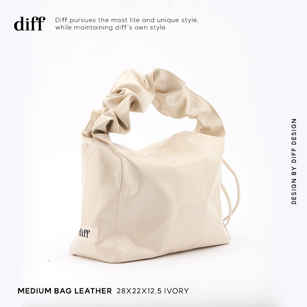 韓國Diff Medium Soft Bag柔軟生態皮革包/ 羊皮觸感肩背包/ 托特包/ 象牙色