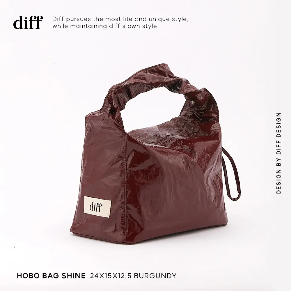 韓國Diff Hobo Signature Bag流浪包/ 閃耀款/ 肩背包/ 托特包/ 酒紅