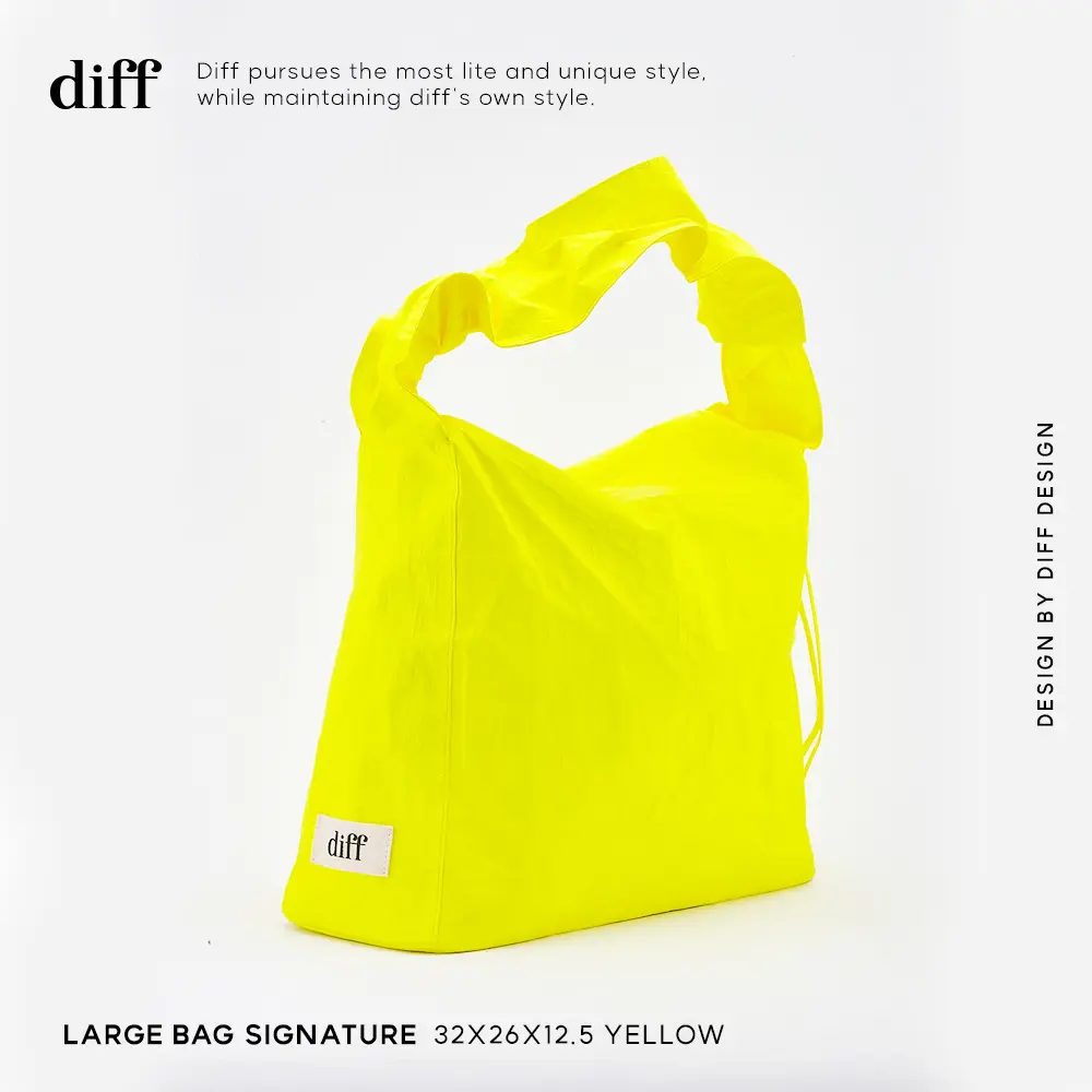 韓國Diff Large Signature Bag流浪包/ 經典大款肩背包/ 托特包/ 黃色