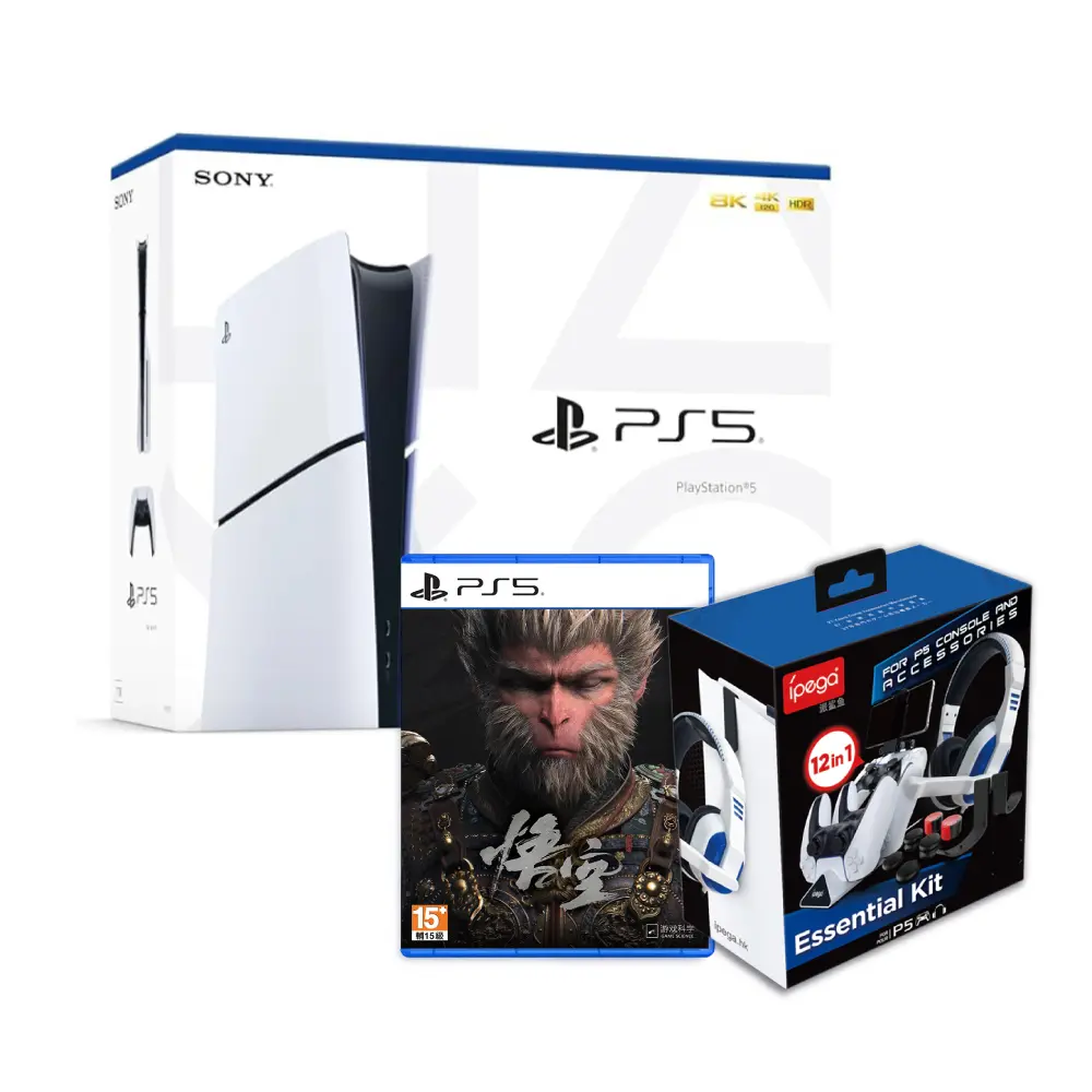【御玩家】PS5 Slim PlayStation 光碟版主機 + PS5 黑神話悟空 送 12合一配件包 台灣公司貨 保固一年