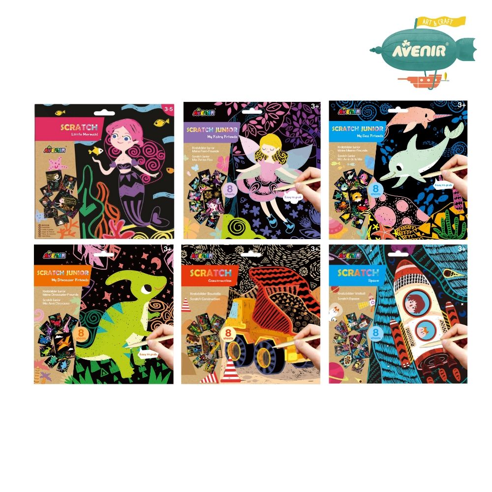 【德國Avenir Kids】趣味刮畫入門系列6入組/ 全系列六款