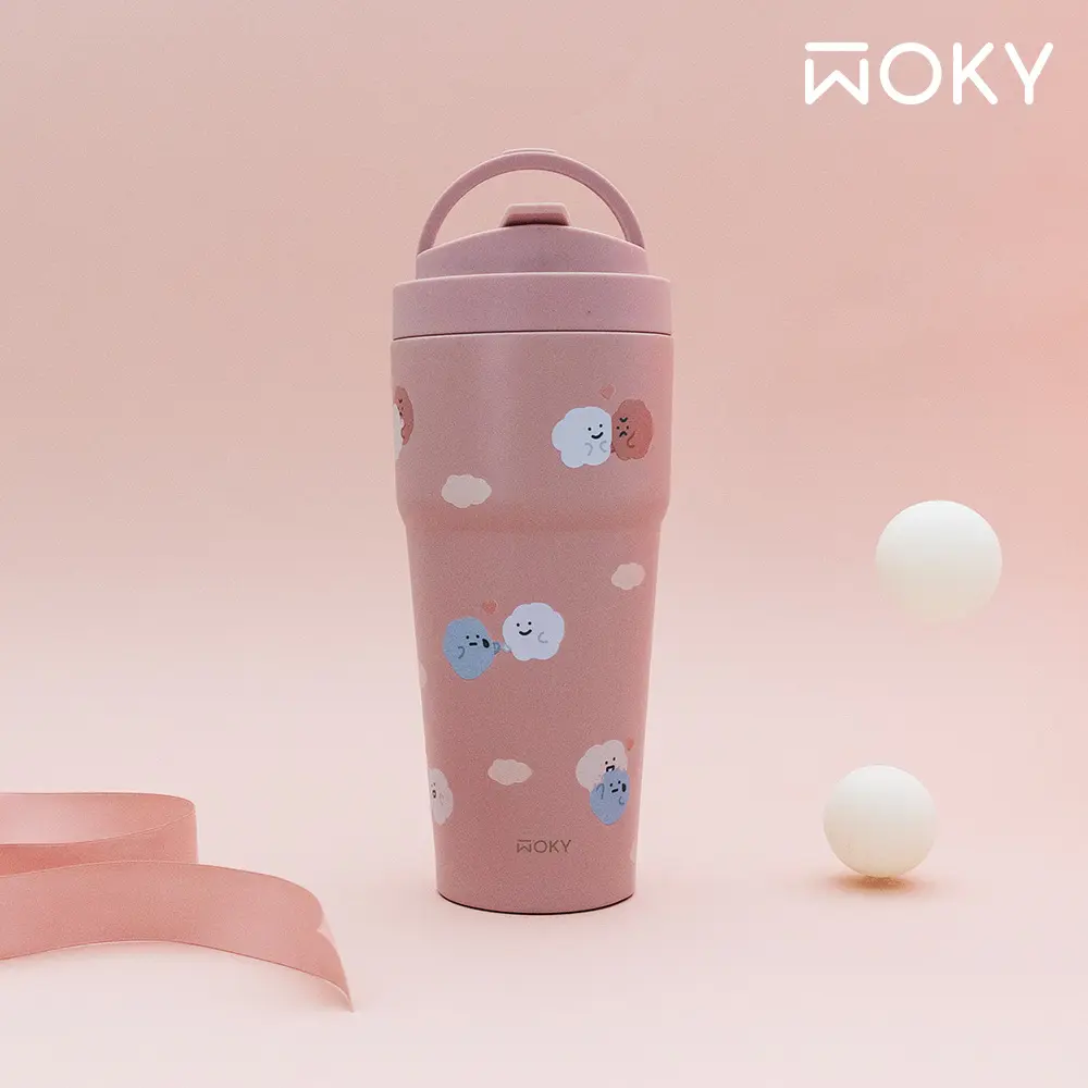 WOKY沃廚 x 方坊聯名-[●●]渾圓杯/ 770ml/ 愛的抱抱/ 黛粉