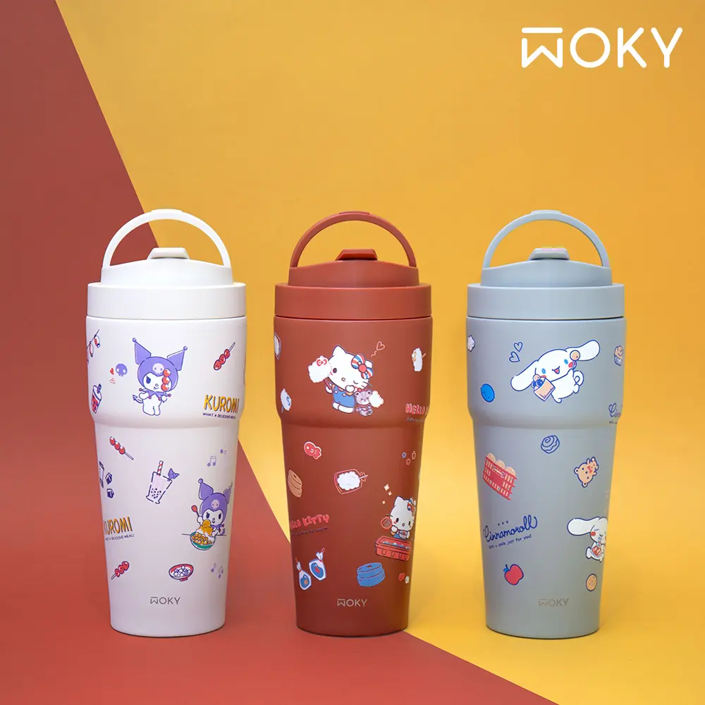 WOKY沃廚 X SANRIO-[●●]渾圓杯/ 770ml/ 蹦跳玩台灣/ 紺青藍