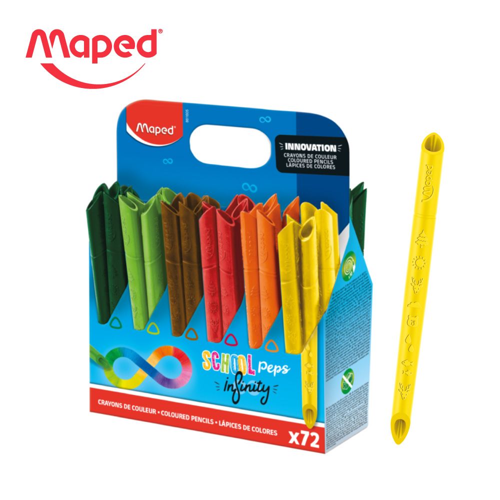 Maped不沾手免削色鉛筆12色校園組/ 72入
