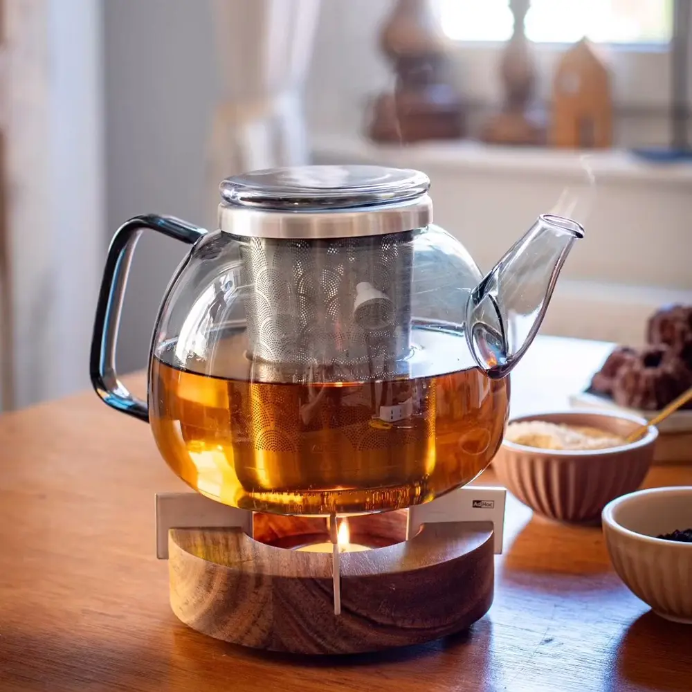【德國 AdHoc】晶燦造型耐熱玻璃茶壺(極光灰) / 1.2 L