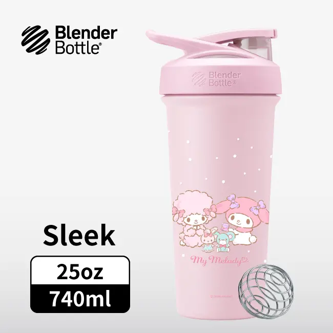 BlenderBottle Sleek按壓式不鏽鋼水壺/ 三麗鷗/ 美樂蒂/ 童心未泯/ 25oz/ 740ml