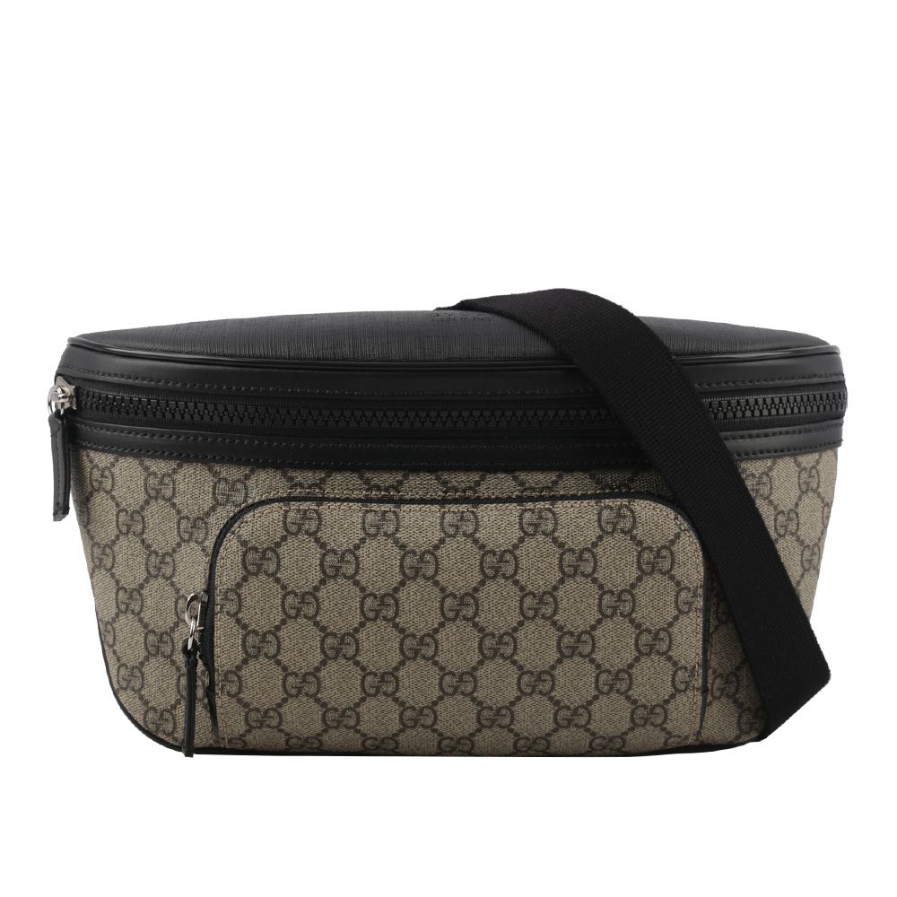【GUCCI】GG Supreme 塗層帆布及皮革大款腰包(咖啡色)/ 平行輸入