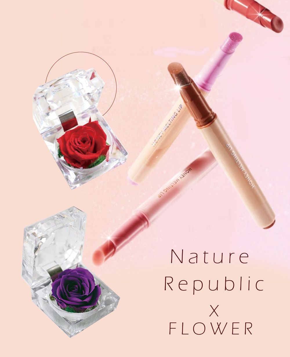 【Nature Republic】水漾蜜果水潤唇筆＃14高雅楓棕色+戒盒永生花隨機出貨