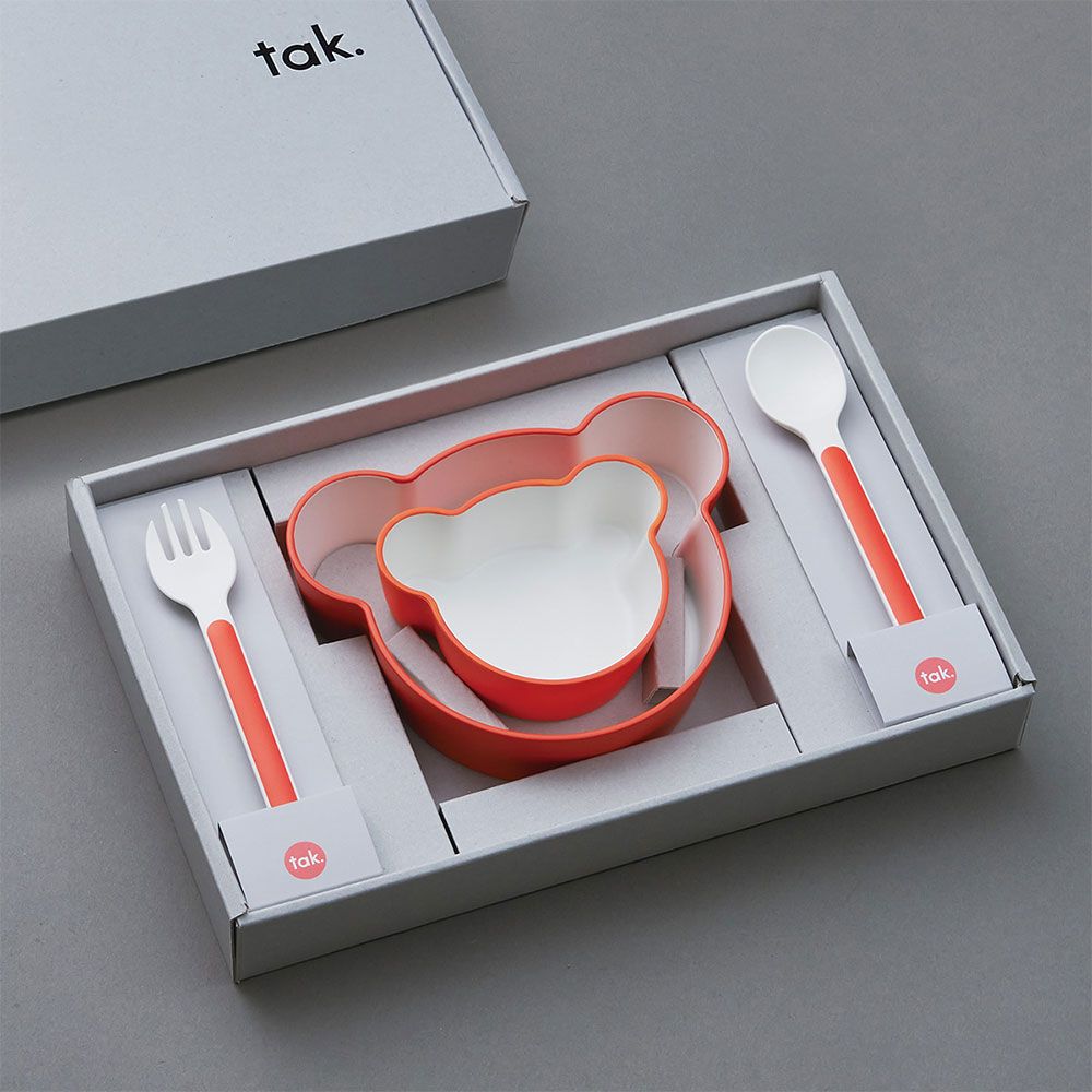 Tak Kids Dish小熊餐具輕量組_橘