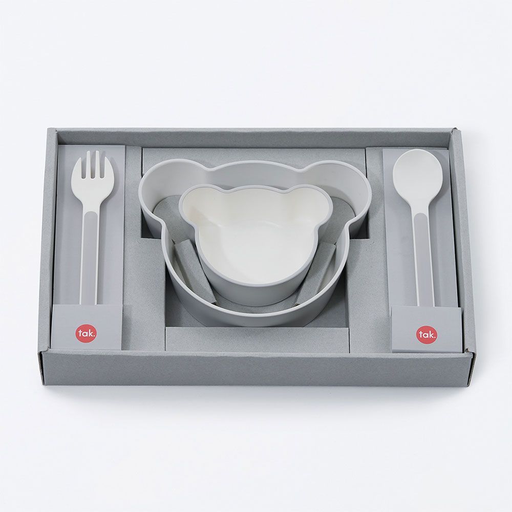 Tak Kids Dish小熊餐具輕量組_灰