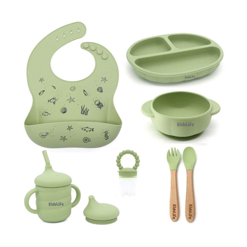 KidsLife 寶寶餐具彌月禮盒/ A款/ 橄欖綠