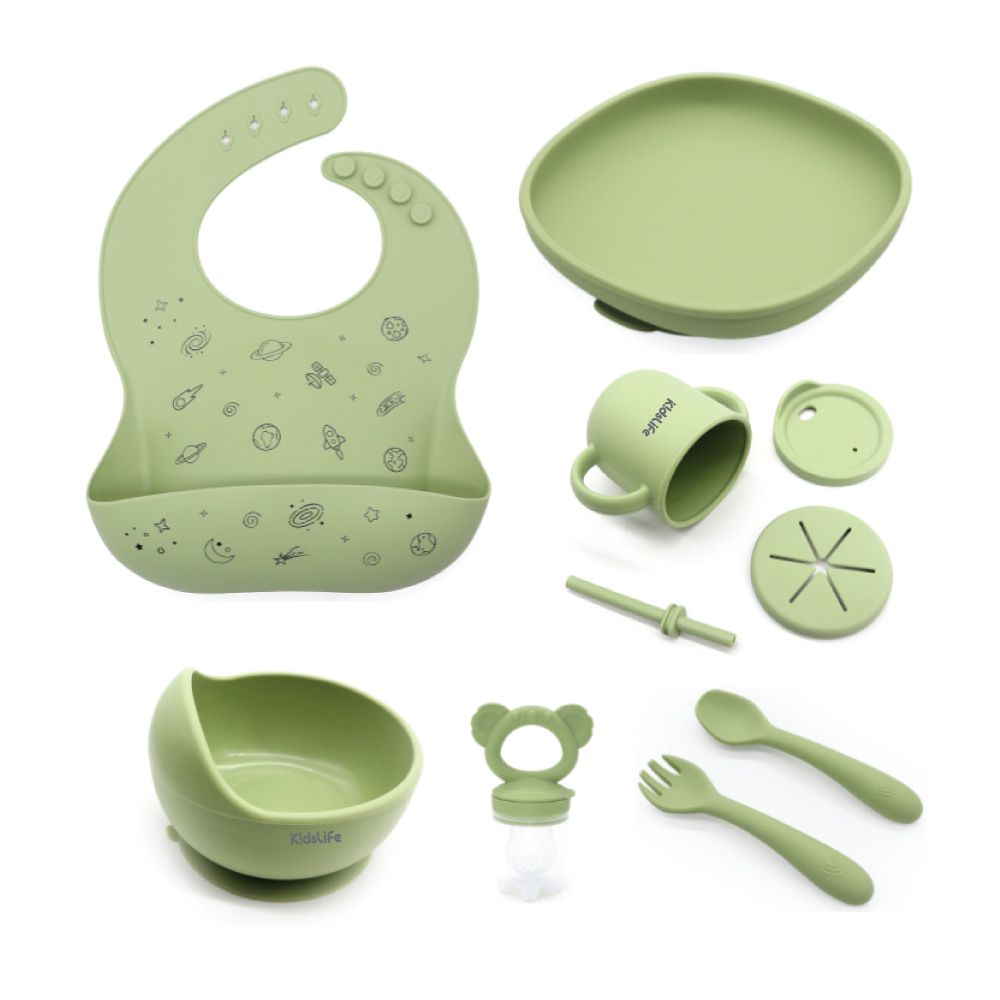 KidsLife 寶寶餐具彌月禮盒/ B款/ 橄欖綠