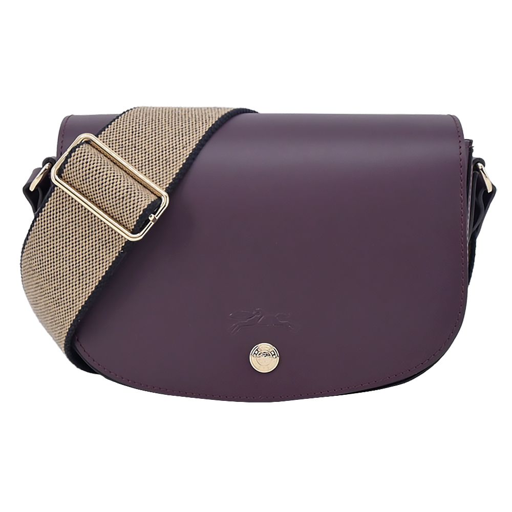 LONGCHAMP ÉPURE系列滑面牛皮半月型斜背包(小/深紫)/平行輸入