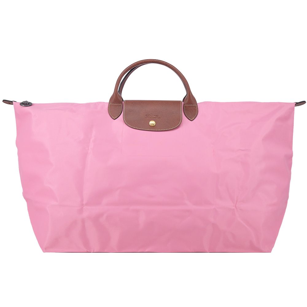 LONGCHAMP LE PLIAGE系列短把再生尼龍摺疊水餃旅行袋(特大/棉花糖粉)/平行輸入