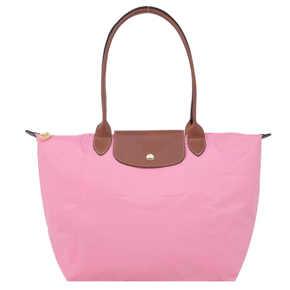 LONGCHAMP LE PLIAGE系列長把再生尼龍摺疊水餃包(大/棉花糖粉)/平行輸入