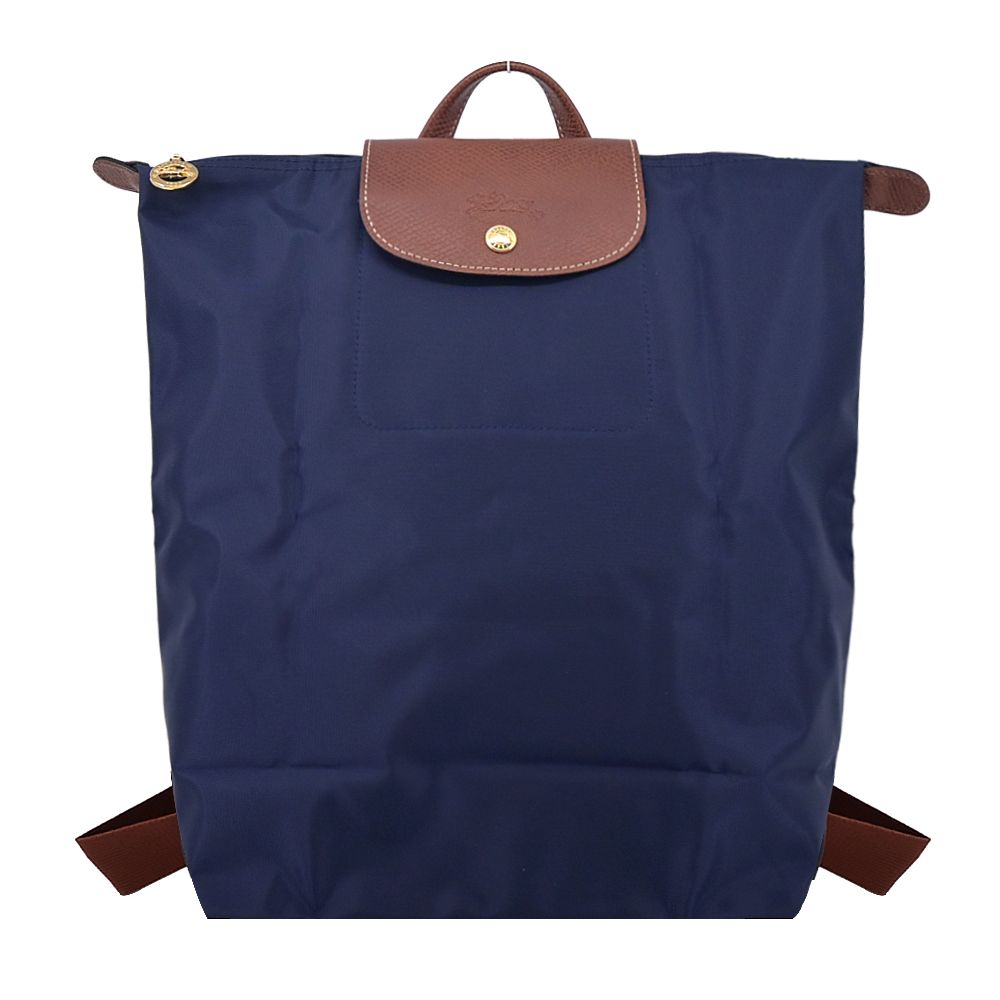 LONGCHAMP LE PLIAGE系列再生尼龍摺疊後背包(中/海軍藍)/平行輸入