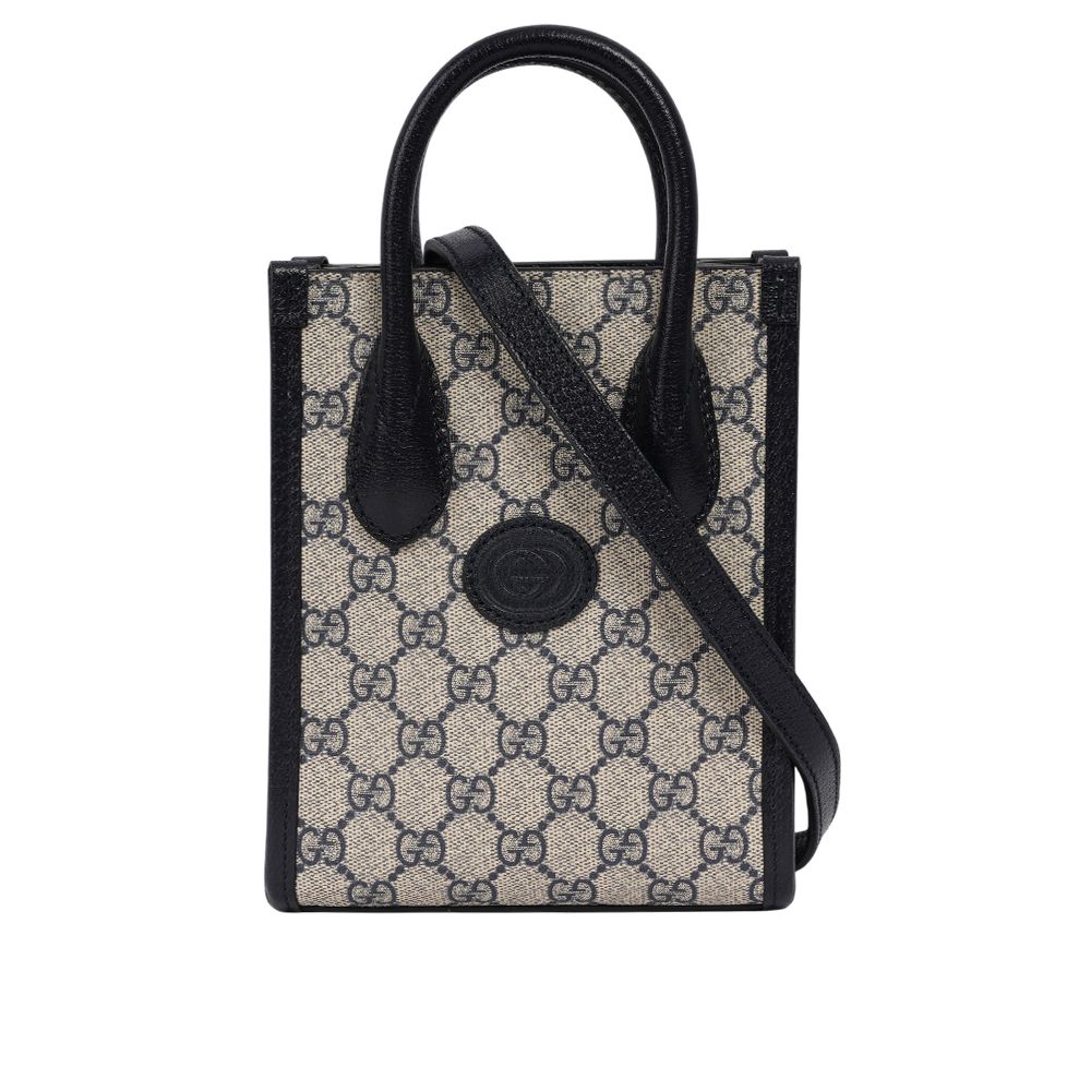 【GUCCI】Interlocking G 迷你手提/斜背托特包(黑藍色)/ 平行輸入