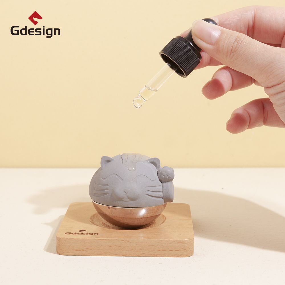 Gdesign招財石虎不倒翁公仔擴香/ 灰/ 贈天然精油