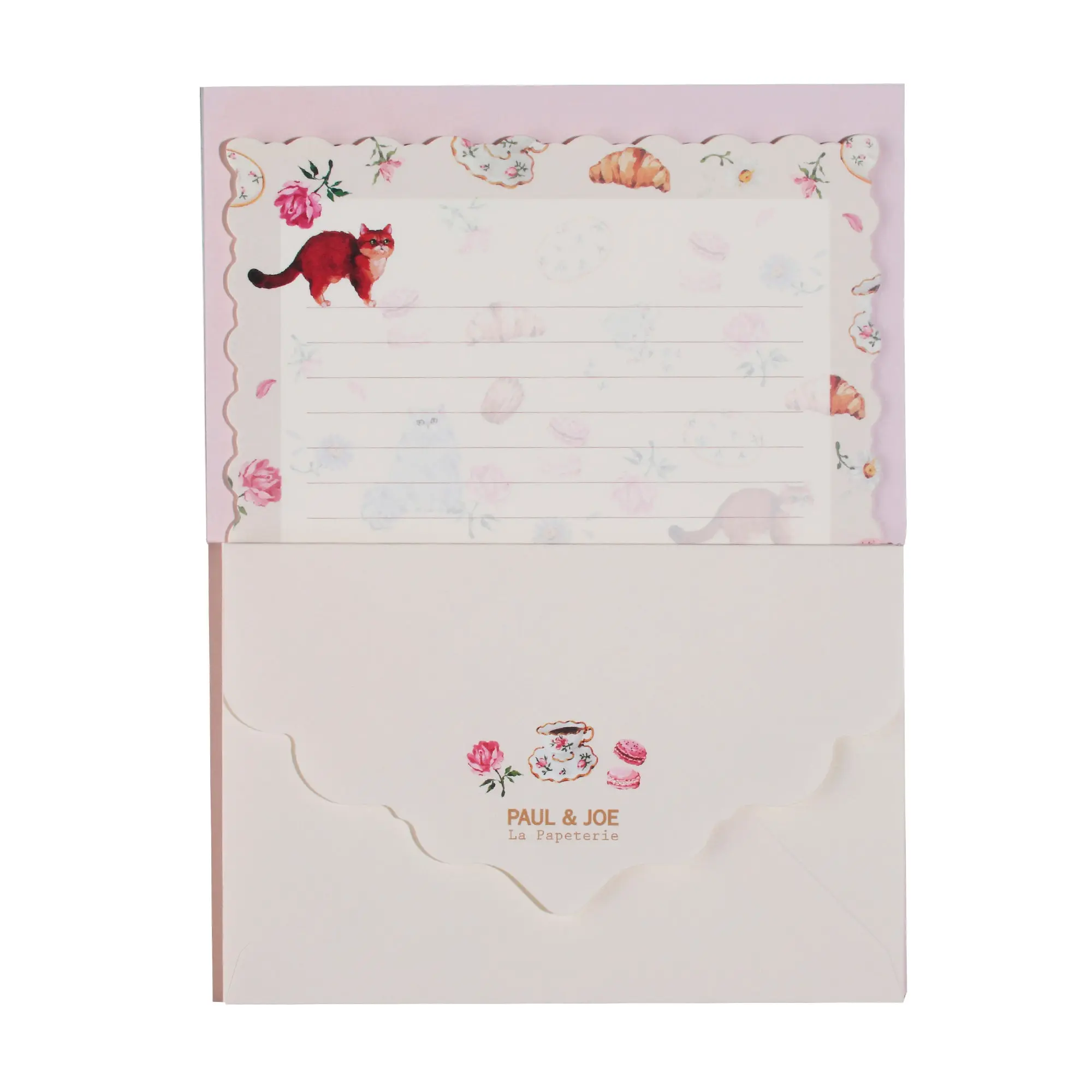 日本 PAUL & JOE La Papeterie 蕾絲造型信封信紙組/ 茶會