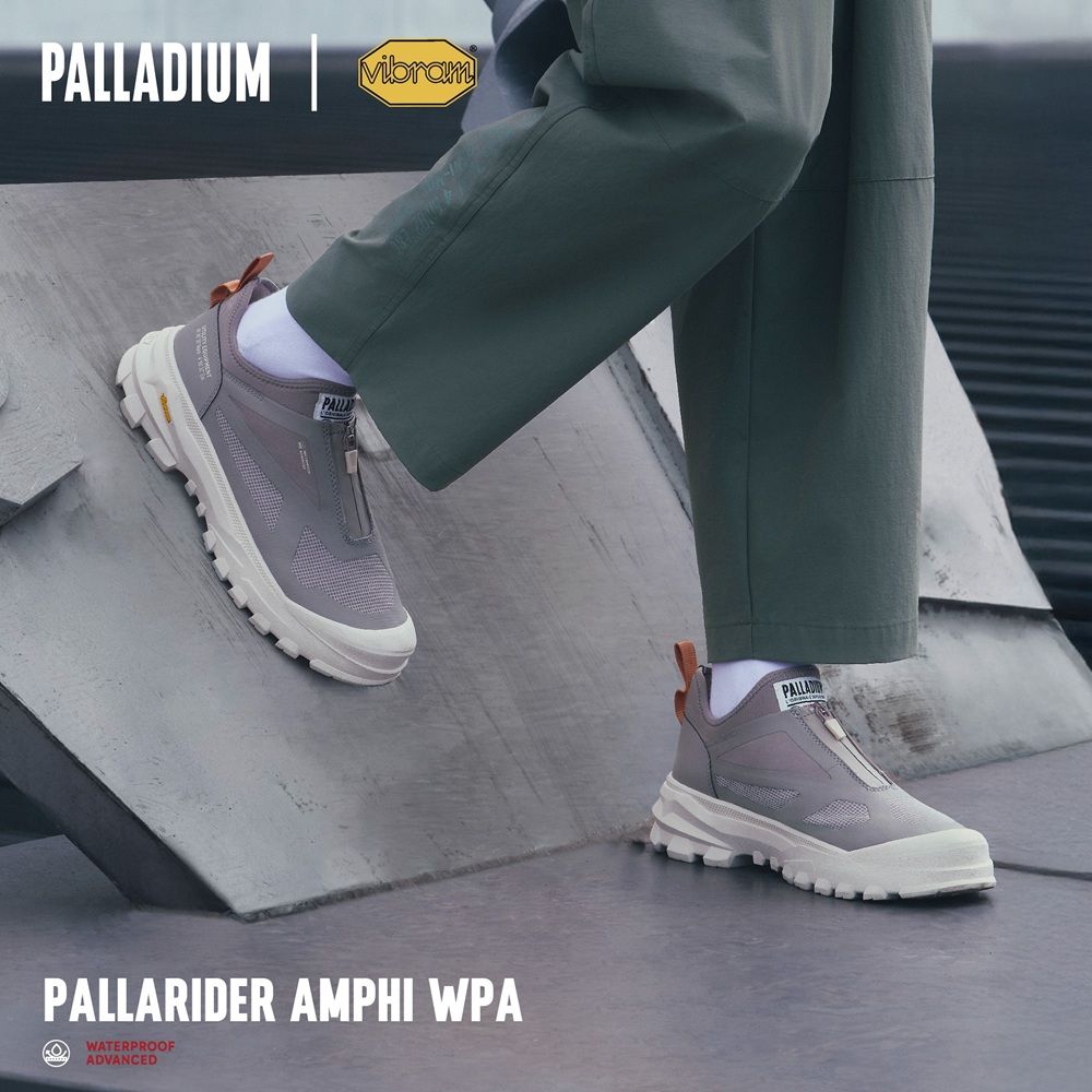 【PALLADIUM】PALLADIDER AMPHI WPA Vibram拉鍊低筒防水 中性款 白灰 79374/ US 8.5 (26.5cm)