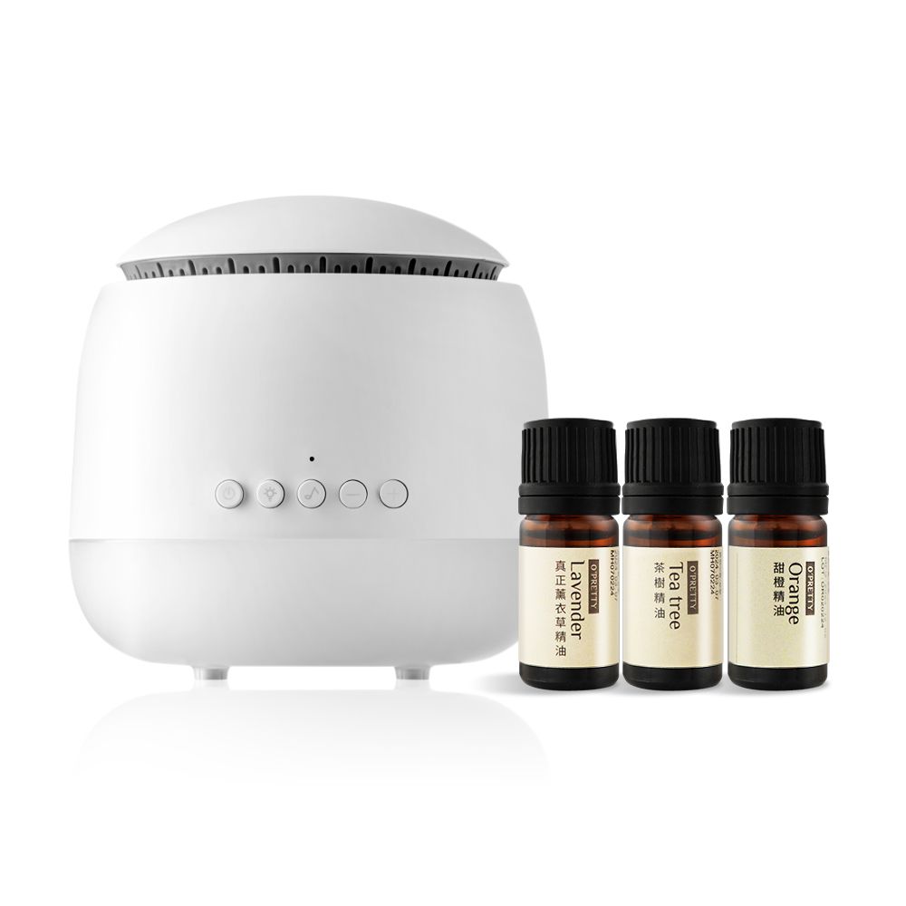 Johnray 約翰森林 小太陽香氛機+O'Pretty 歐沛媞 精油三件組(薰衣草+茶樹+甜橙)-公司貨