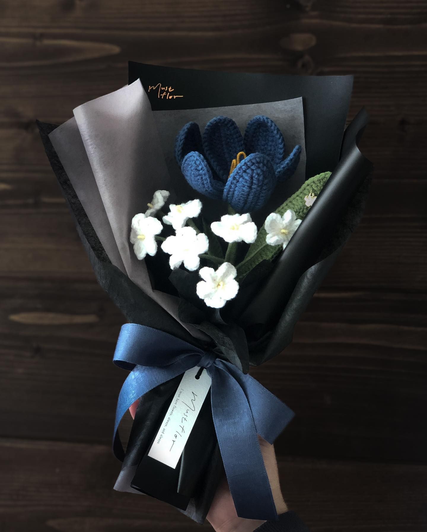 Mustflor 陌花 - 鬱金香與勿忘我花束 - 普魯士藍
