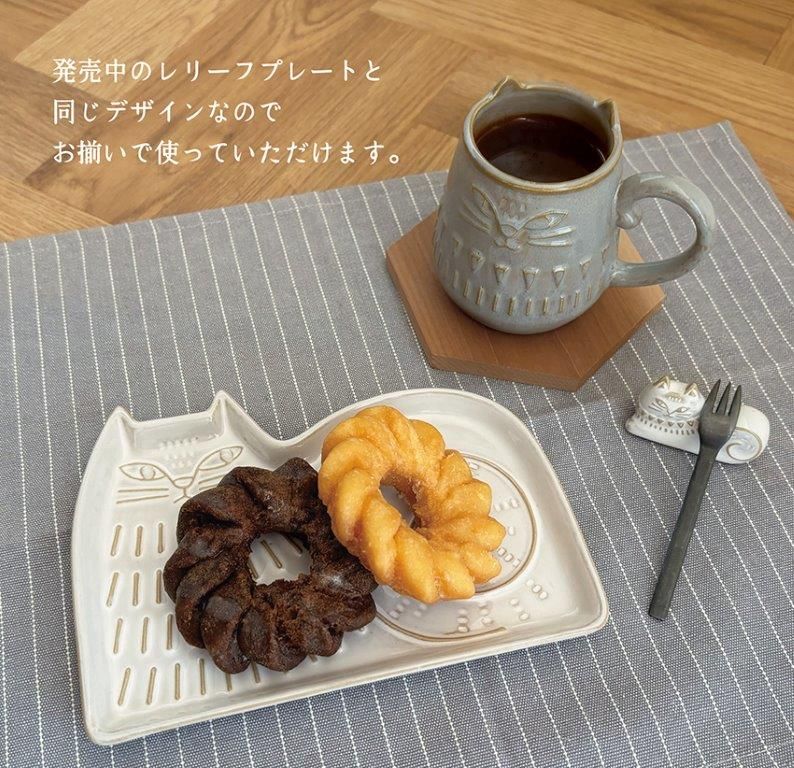 日本 DECOLE Fika 貓咪造型盤/ Cat's Relief/ 白