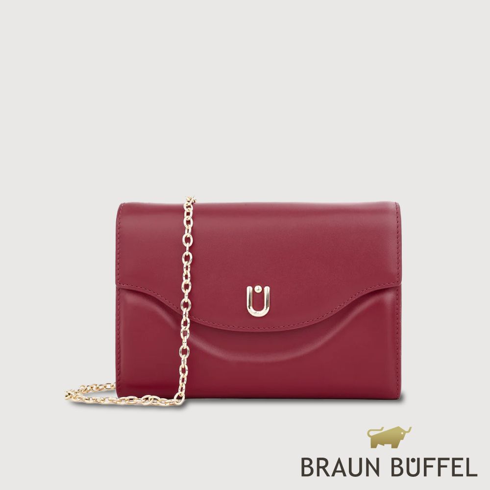 【BRAUN BUFFEL 德國小金牛】台灣總代理 艾拉娜-RED 8卡附背帶女夾-紅色/BF861-720-RD