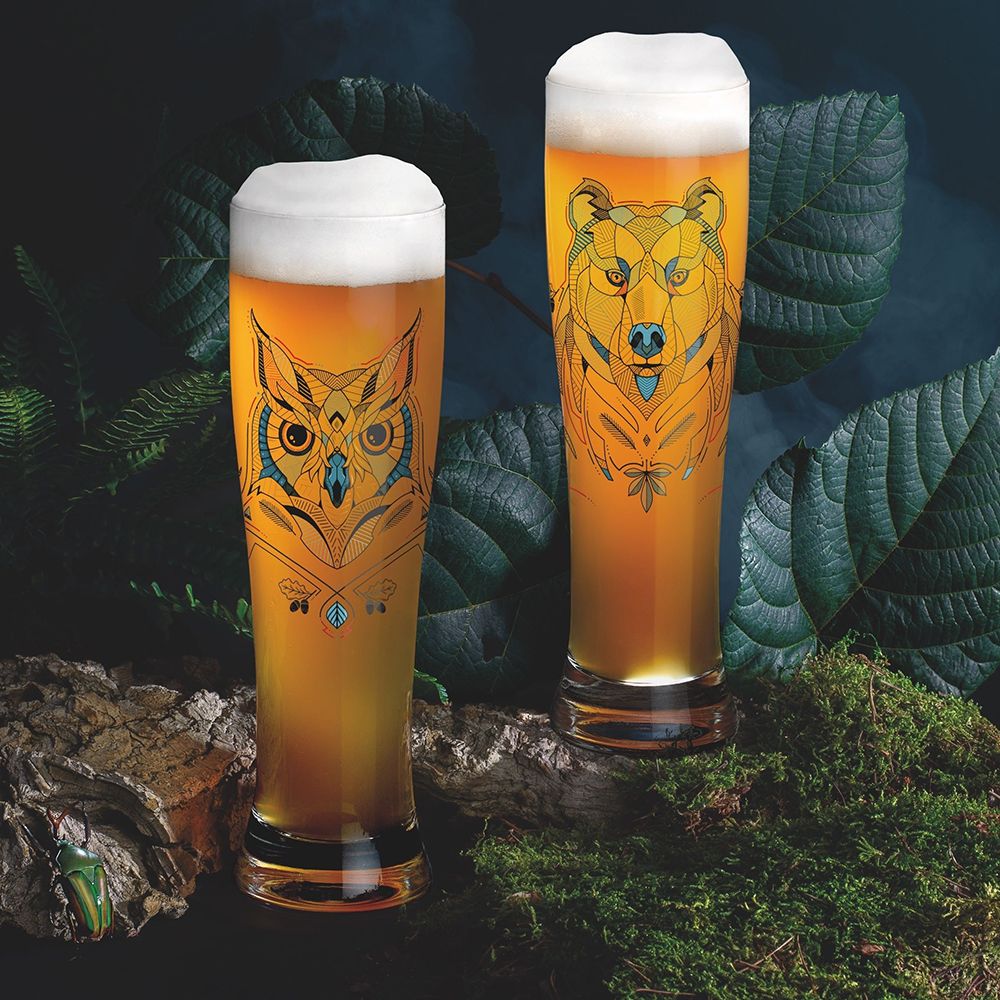 【德國 RITZENHOFF】傳承時光系列- 貓頭鷹與熊小麥啤酒對杯(兩入)/ 646 ml