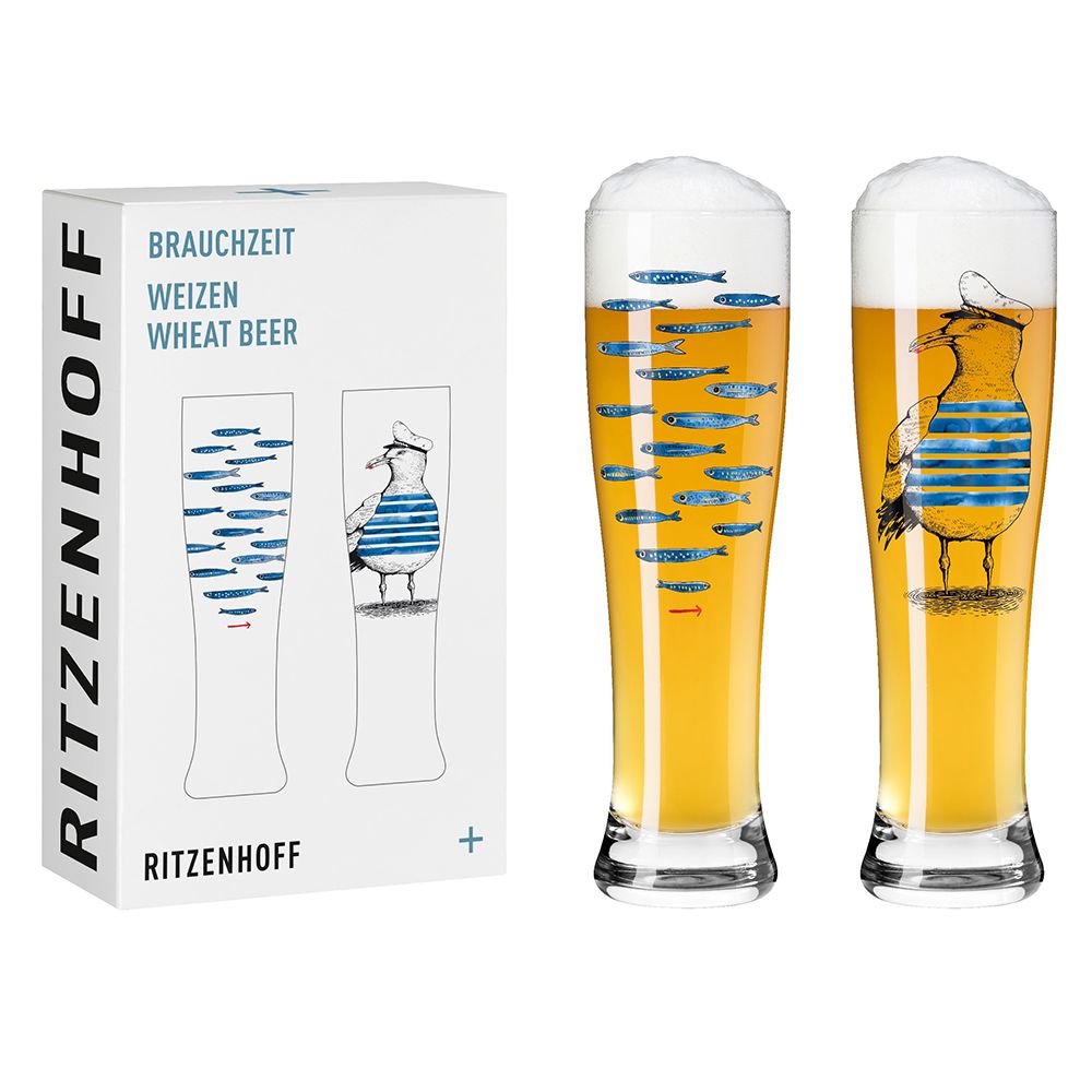 【德國 RITZENHOFF】傳承時光系列- 海鷗與沙丁魚小麥啤酒對杯(兩入)/ 646 ml