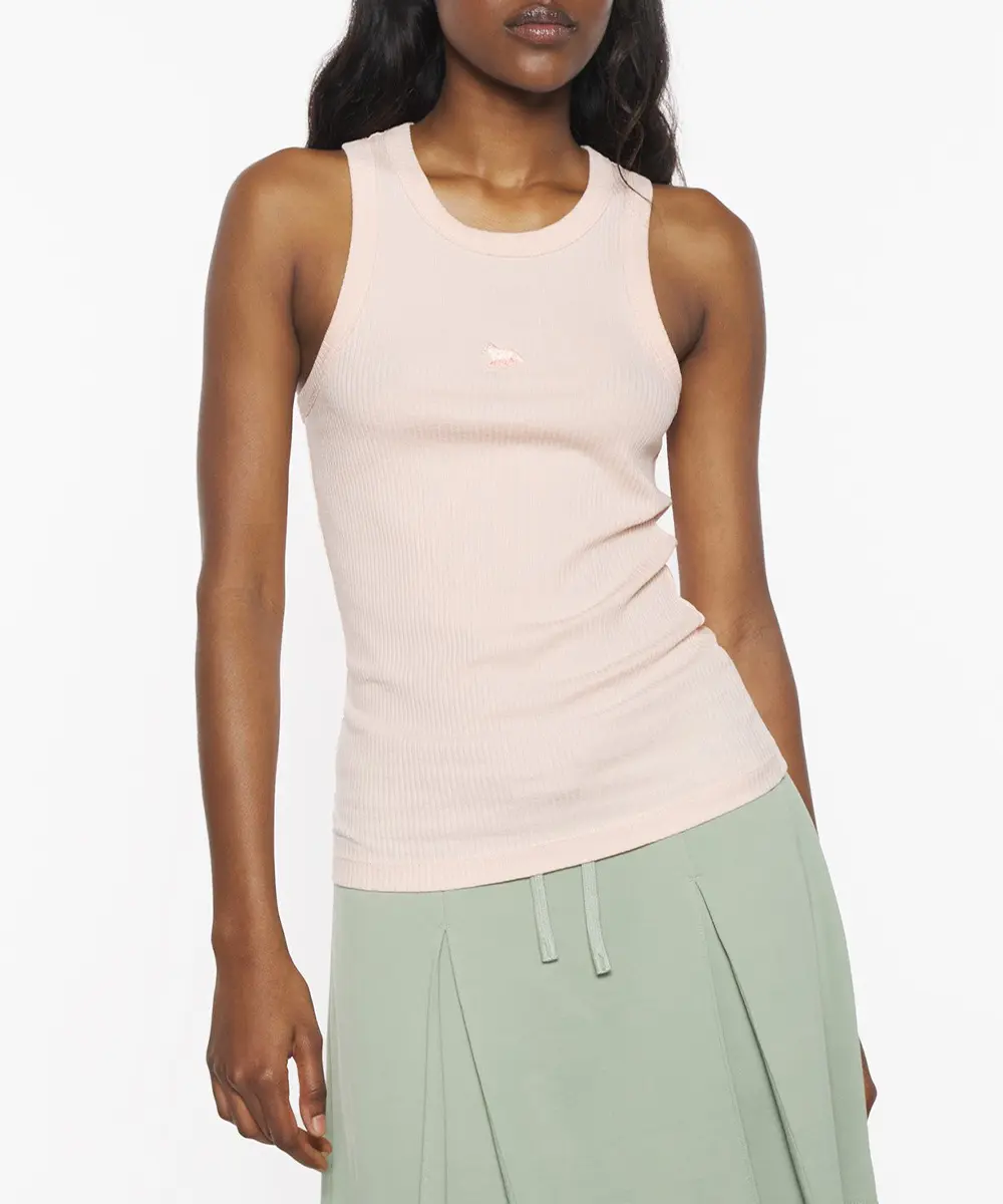 MAISON KITSUNÉ 珊瑚沙色小狐狸LOGO羅紋背心_女/ L
