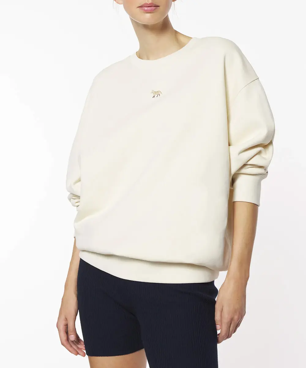 MAISON KITSUNÉ 大理石白小狐狸LOGO刷毛寬鬆衛衣_女/ M