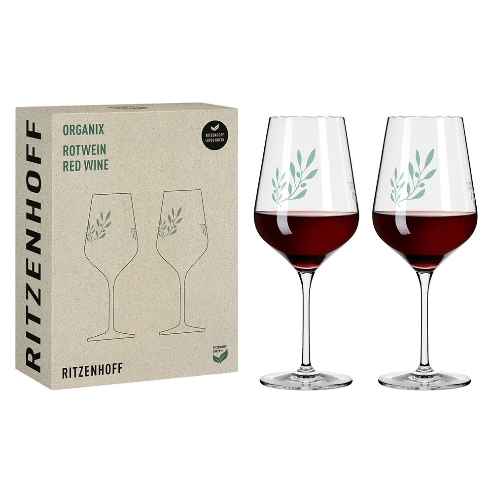 【德國 RITZENHOFF】綠色環保系列- 綠枝橄欖紅酒對杯組(兩入) / 570 ml