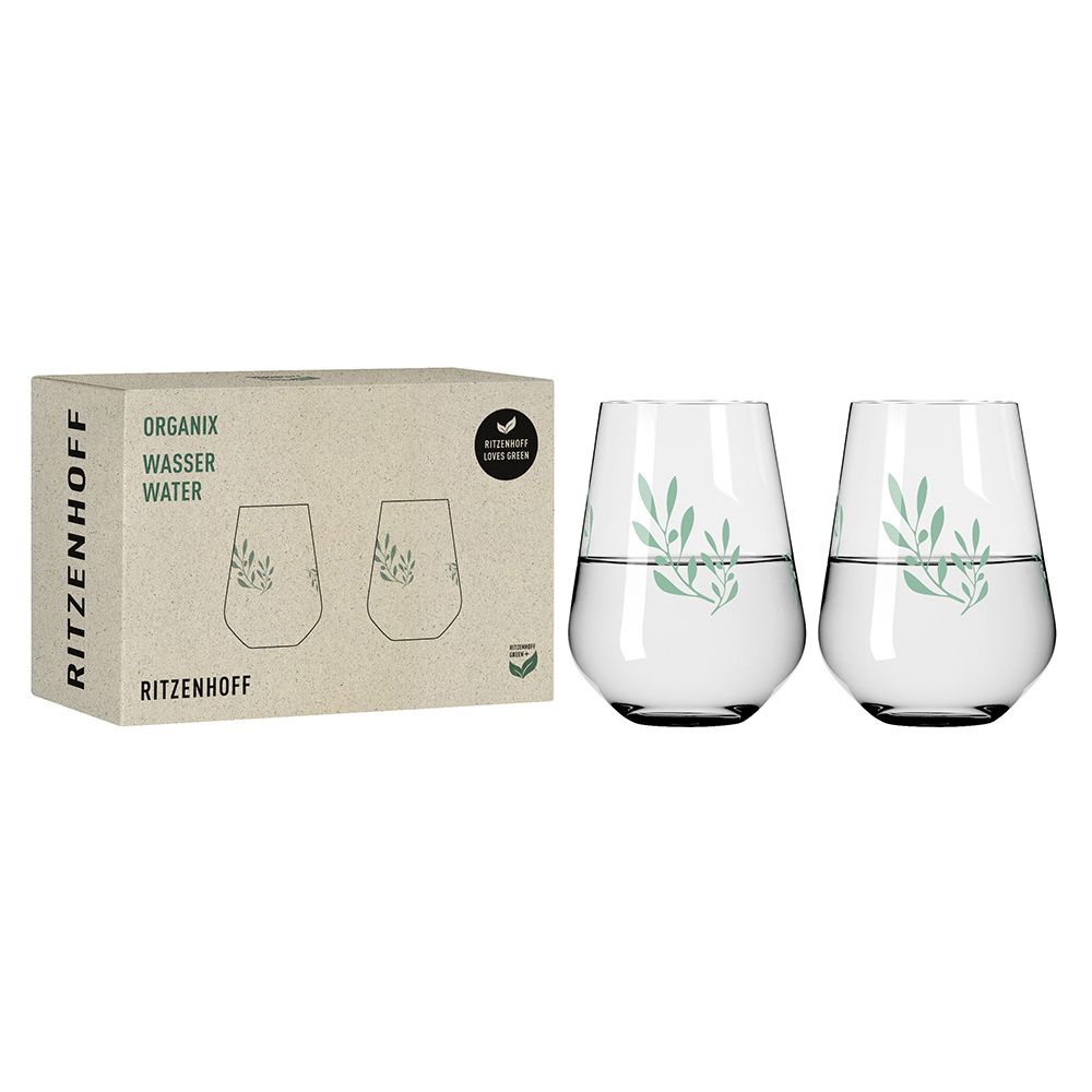 【德國 RITZENHOFF】綠色環保系列- 綠枝橄欖水酒對杯組(兩入) / 540 ml