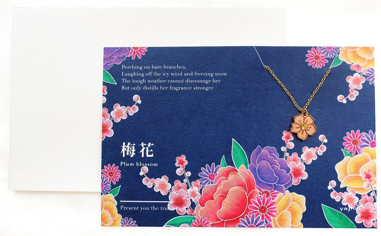 yajhih項鍊卡片Card Necklace/ 台灣文化/ 入色款/ 梅花