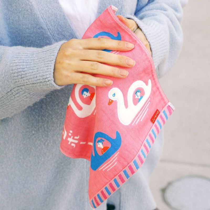 日本 HIGHTIDE New Retro 方巾/ 印花/ 天鵝船
