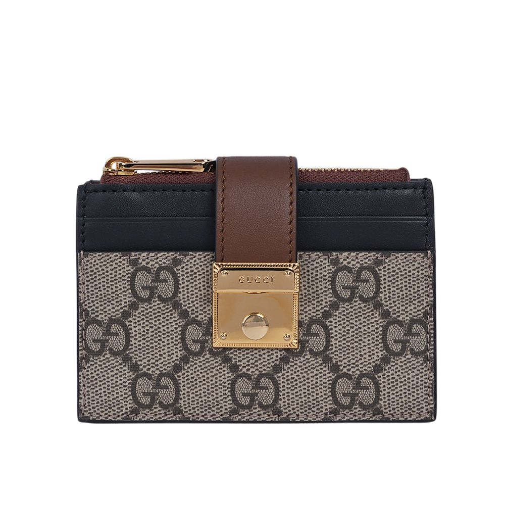 【GUCCI】Padlock 鎖釦設計附證件夾層拉鍊卡夾包/零錢包(烏木色/黑色)/ 平行輸入