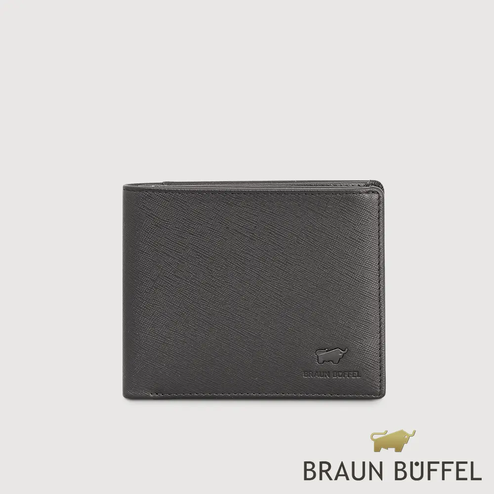 【BRAUN BUFFEL 德國小金牛】台灣總代理 艾康-A-TW 6卡透明窗皮夾-黑色/BF571-316-BK