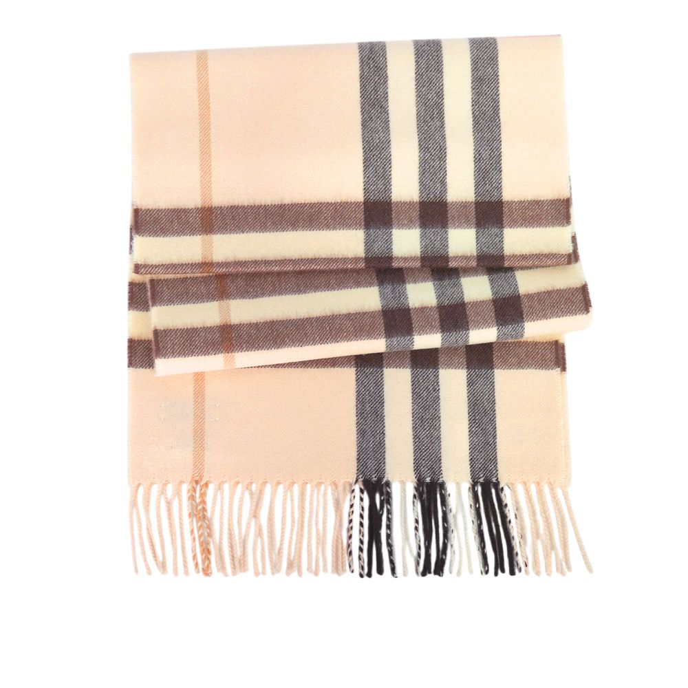 【BURBERRY】基本款經典格紋喀什米爾圍巾(漢白玉粉)/ 平行輸入