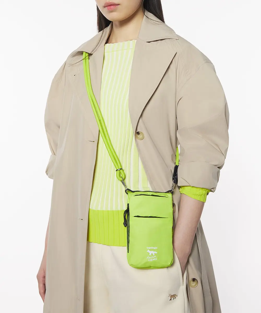 MAISON KITSUNÉ x TOPOLOGIE 摺疊貼身小包_柚子綠