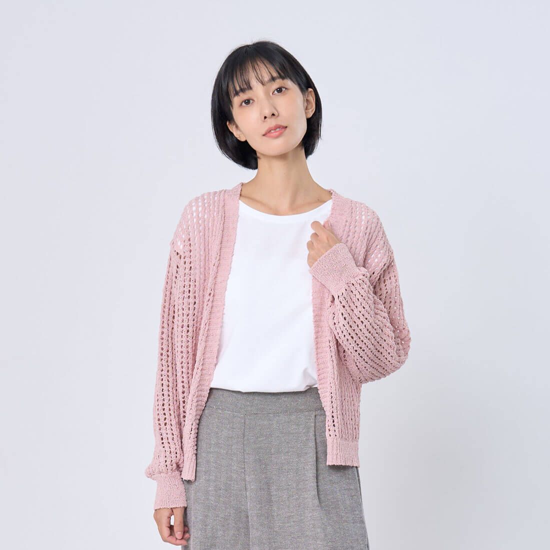 好我 so that's me Ginne勾針挑洞開襟罩衫/ 櫻花粉FREE SIZE