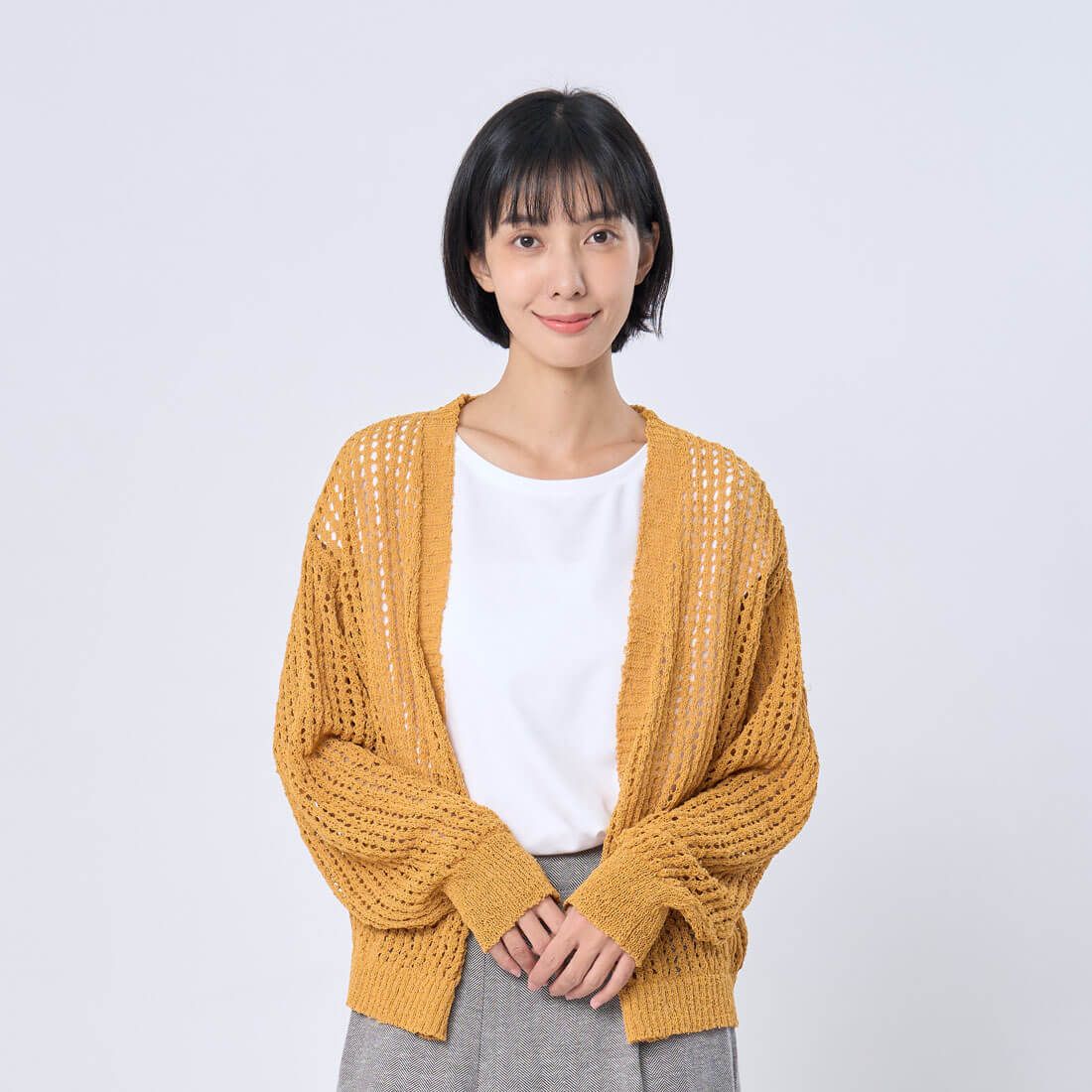 好我 so that's me Ginne勾針挑洞開襟罩衫/ 向日葵黃FREE SIZE