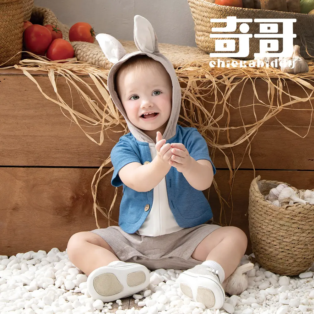 【奇哥】比得兔 嬰幼童裝 兔兔造型短袖兔裝/連身衣(6-18個月)/ 12個月