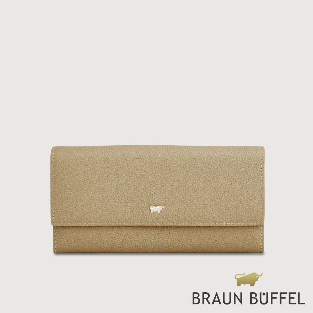 【BRAUN BUFFEL 德國小金牛】台灣總代理 維那斯-C 12卡兩折長夾-淺棕色/BF868-621-CR
