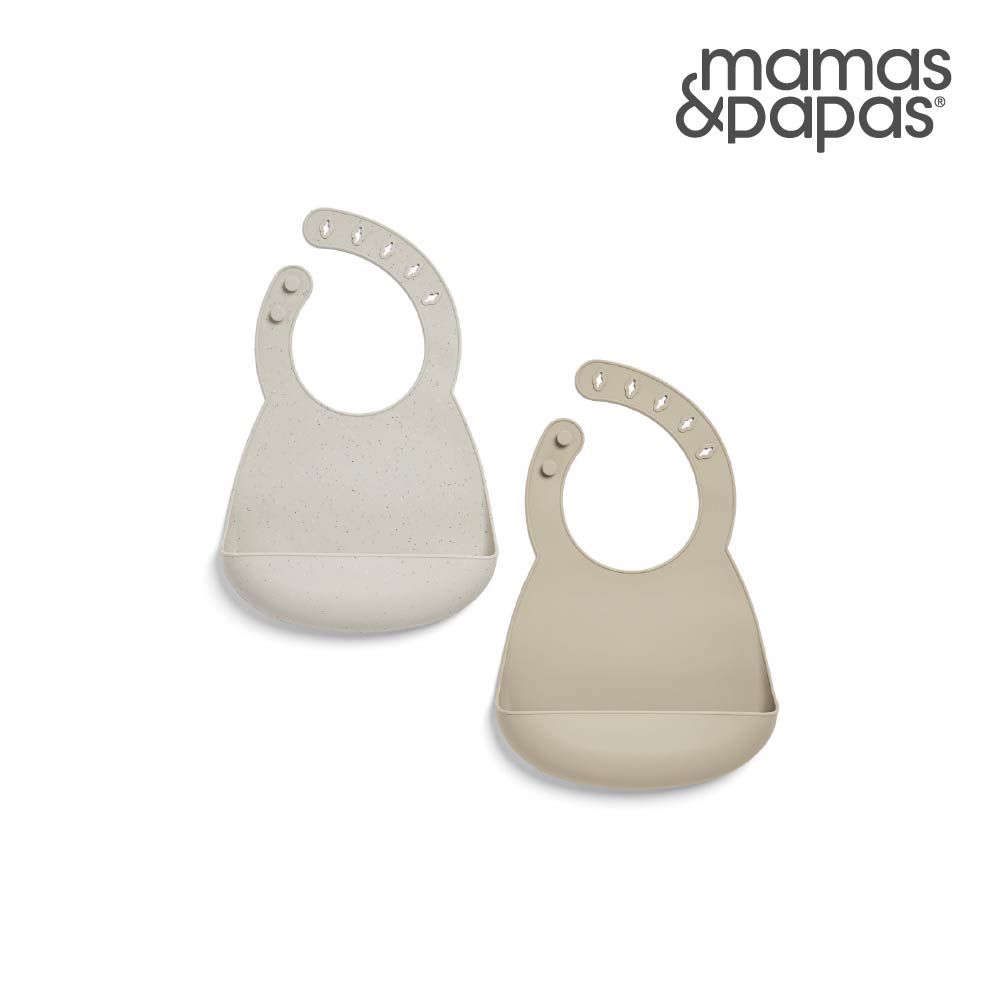 Mamas & Papas 矽膠圍兜2件組-點墨