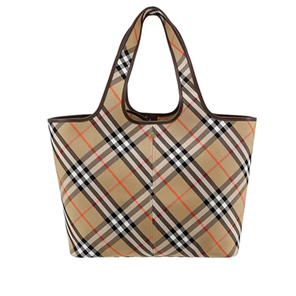 BURBERRY 新款格紋小號格紋托特包/平行輸入/ 沙色
