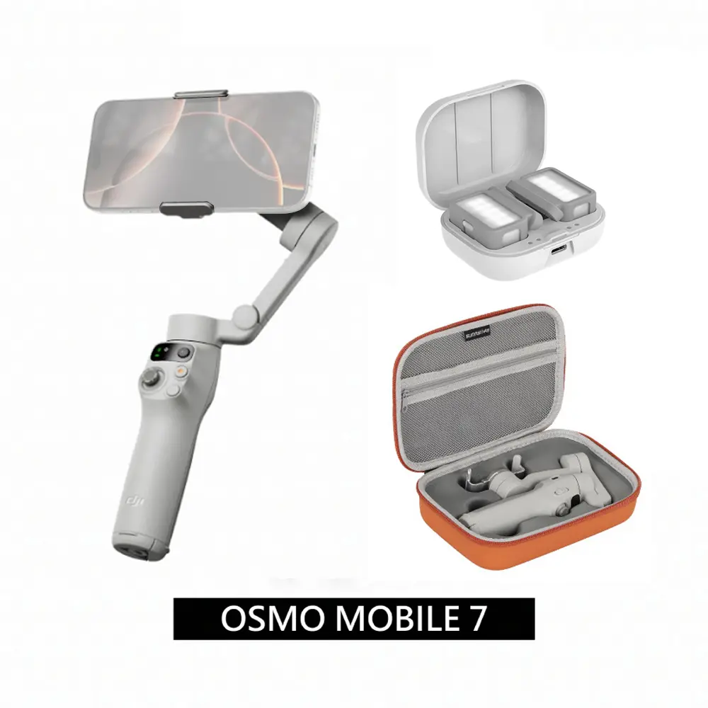 DJI Osmo Mobile 7 手持雲台/手機三軸穩定器 內建三腳架 + 專屬補光燈 + 專屬收納包 公司貨/ 黑色收納包