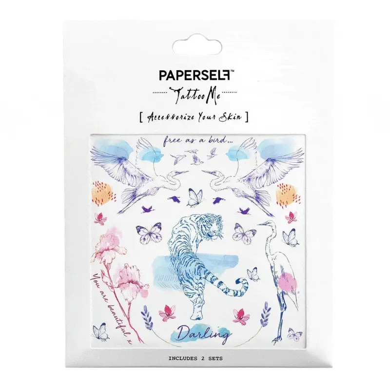 PAPERSELF刺青貼紙/ 虎之鶴Tiger  Crane/ 2入