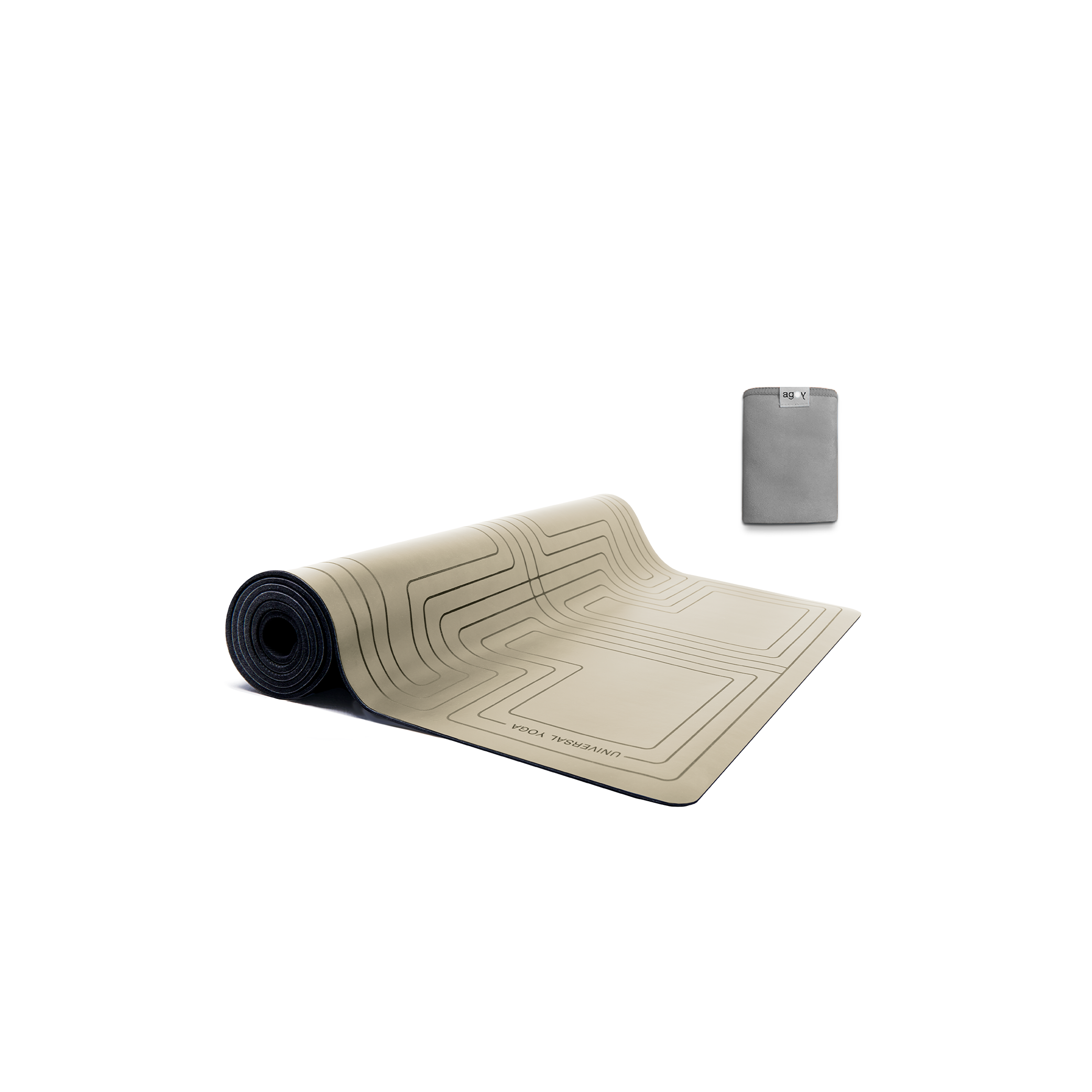 【agoy】瑜伽墊組合 寰宇雙極致+瑜伽手巾隨機色/ 奶茶